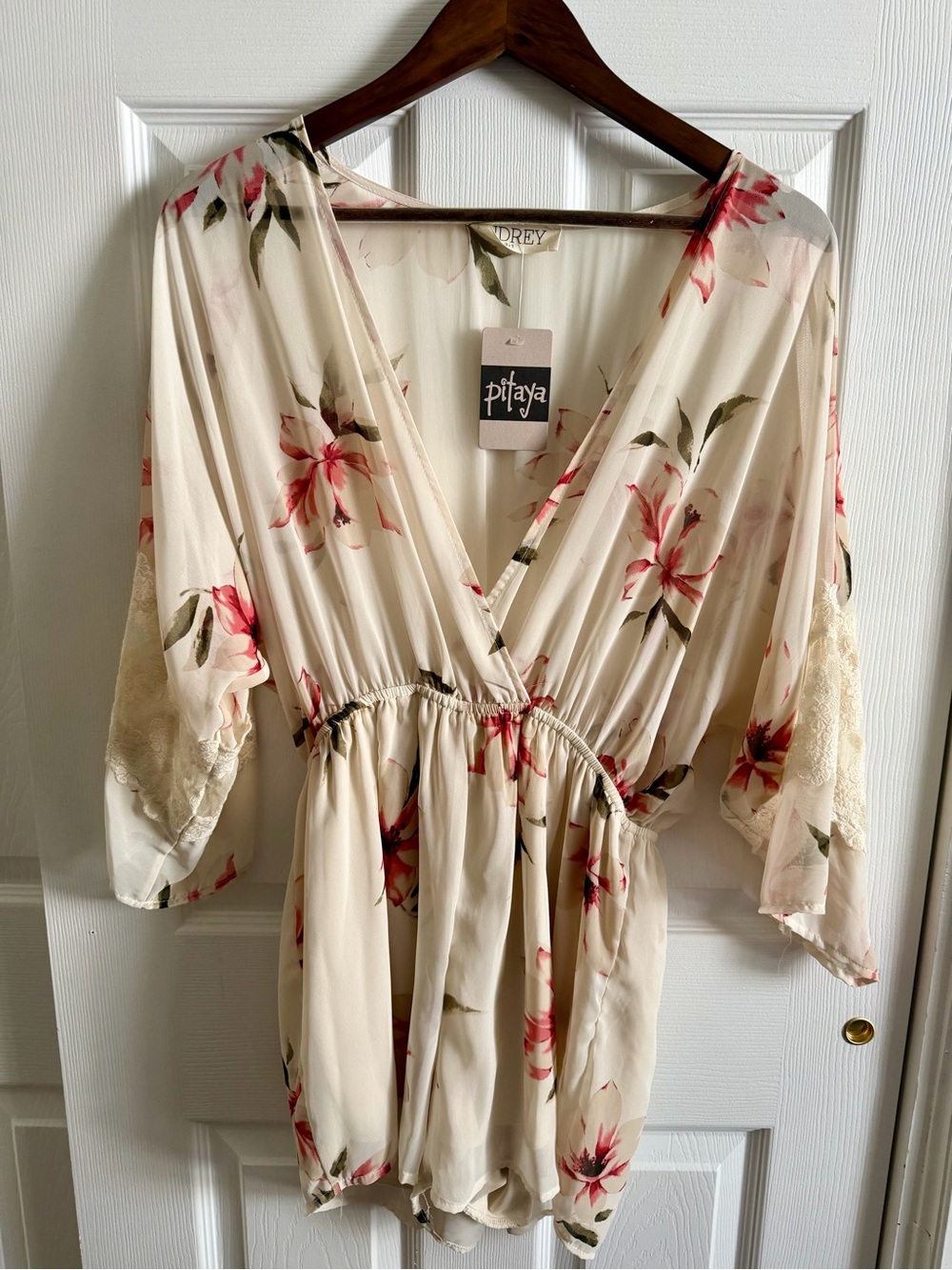 Pitaya Cream Romper with Pink Floral Print